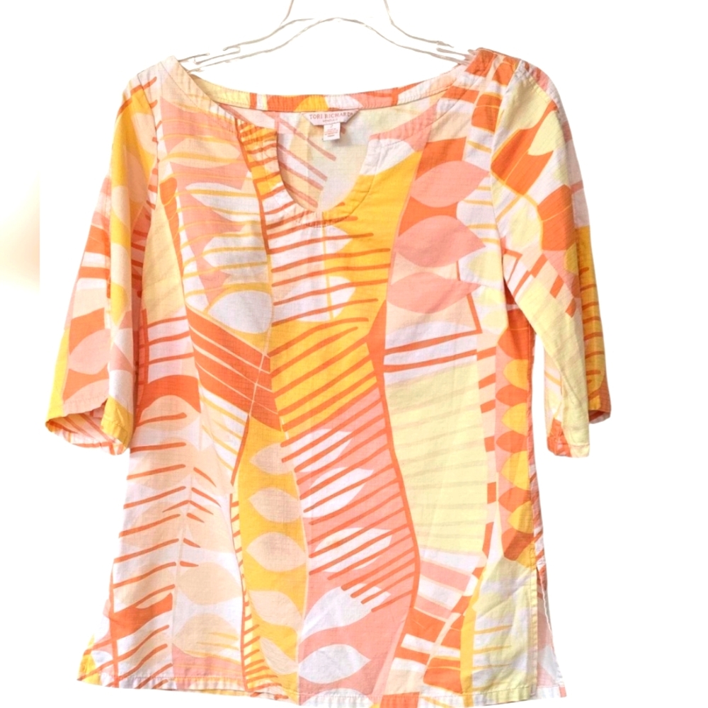 Tori Richard Honoluku Colorful Abstract Women's Top Size 2